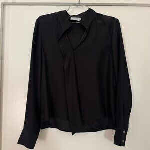 FRAME 100% Silk Black Blouse Size Small